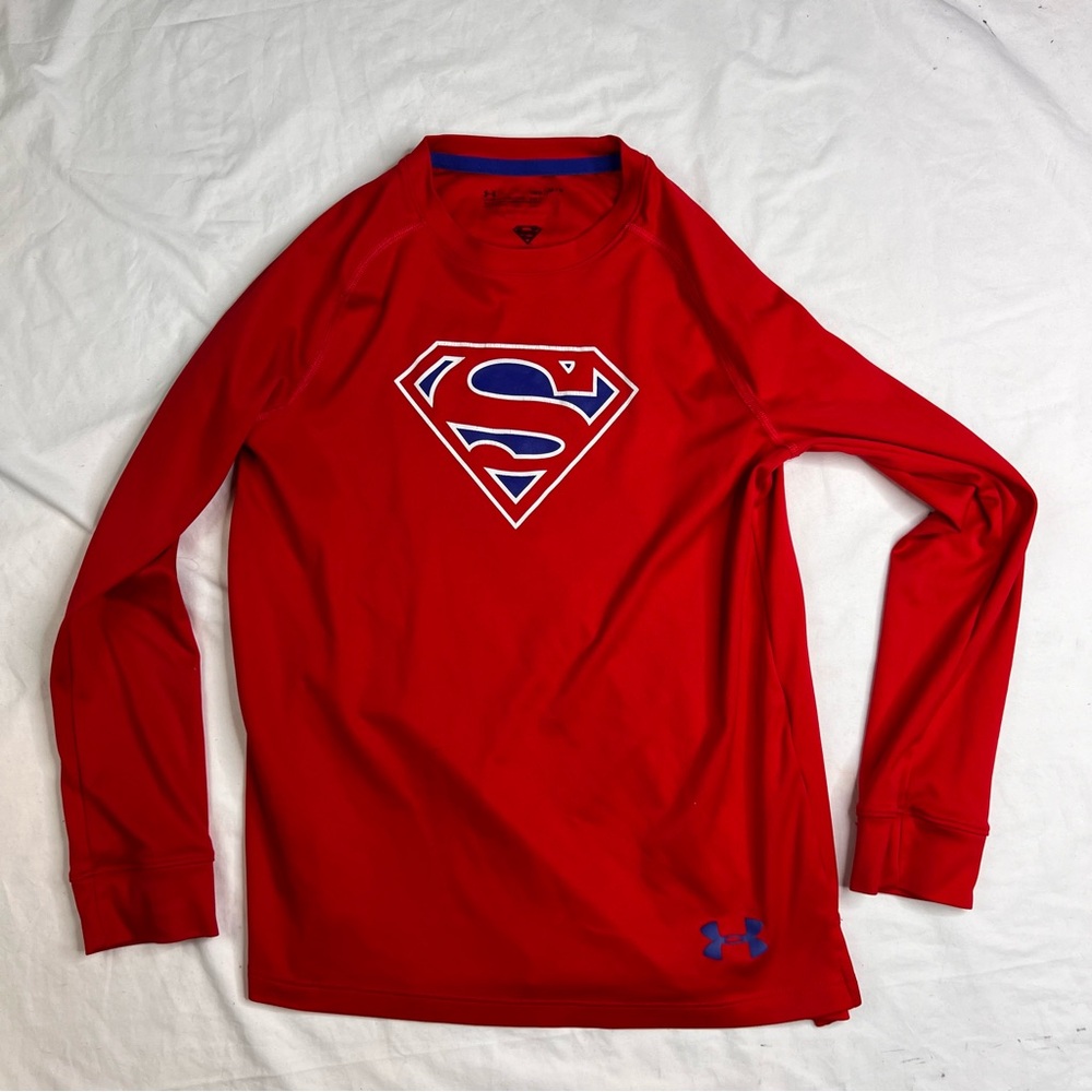 Under Armour UA Boys Superman Shirt Youth Long Sleeve DC Comics YMD L021024 - Picture 1 of 4